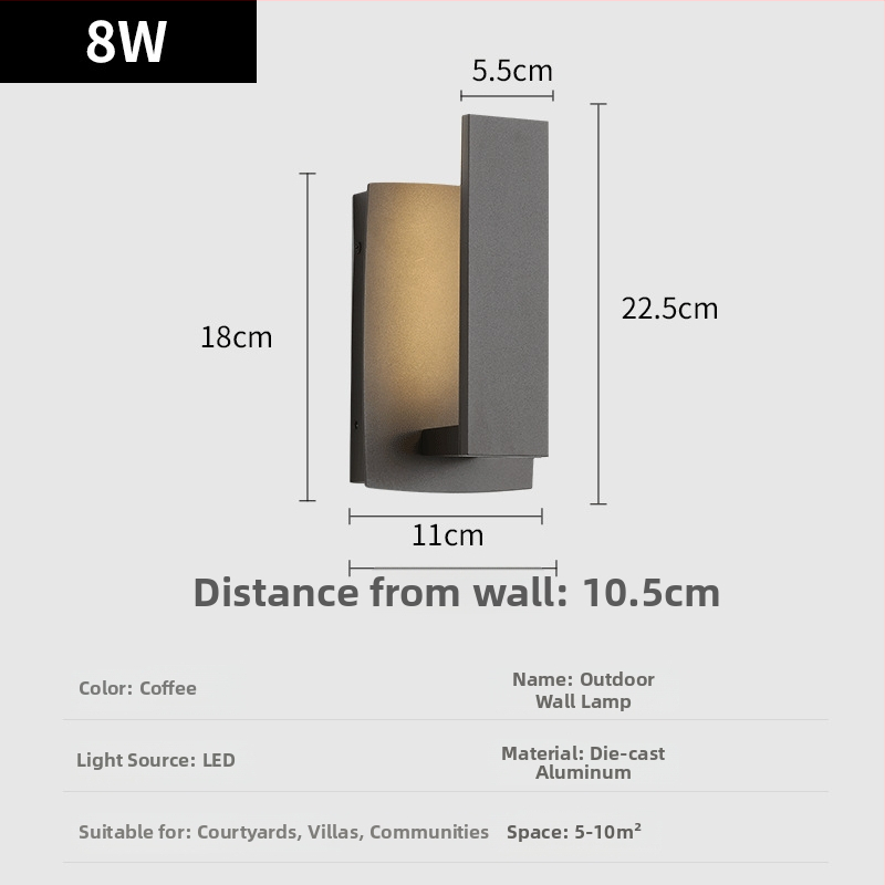 Vonkajšia hliníková stenová lampa, IP54, 1 LED, 90 lm, 3000K