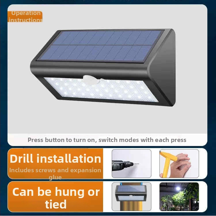 Solárne vonkajšie svetlo na záhradu s pohybovým senzorom, IP66 vodotesné, 5000 lm, 6000K, LED stenové svetlo 100-300W