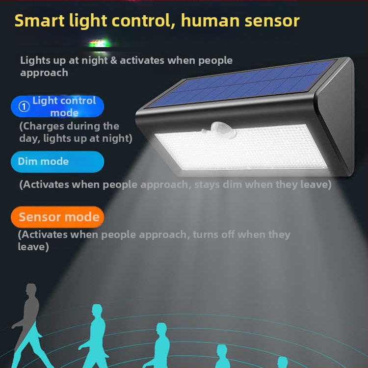 Solárne vonkajšie svetlo na záhradu s pohybovým senzorom, IP66 vodotesné, 5000 lm, 6000K, LED stenové svetlo 100-300W