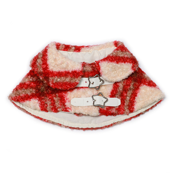 Gyapjúból készült plüss háziállat-kosztüm kockás mintával macskáknak és kutyáknak, brit stílusú béret és palást, meleg és aranyos