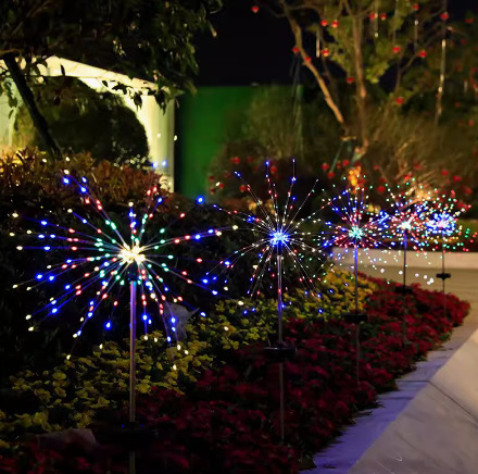 Solarna vanjska rasvjeta za travnjak s dizajnom Dandelion lamp i vatromet, bakreno kućište, IP65 vodootporno, 0,03 W snaga, model Fireworks lights, neprekidno svjetlo 16-24h