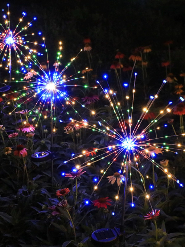 Solarna vanjska rasvjeta za travnjak s dizajnom Dandelion lamp i vatromet, bakreno kućište, IP65 vodootporno, 0,03 W snaga, model Fireworks lights, neprekidno svjetlo 16-24h