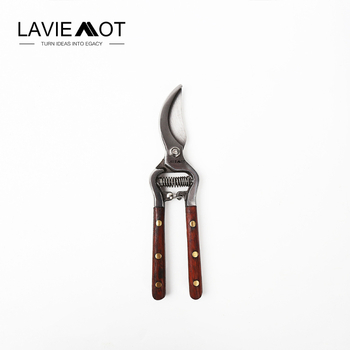 Ágvágó olló mahagóni nyéllel, ágak és virágok metszéséhez, háztartási kertészkedéshez