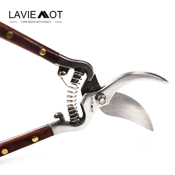 Ágvágó olló mahagóni nyéllel, ágak és virágok metszéséhez, háztartási kertészkedéshez