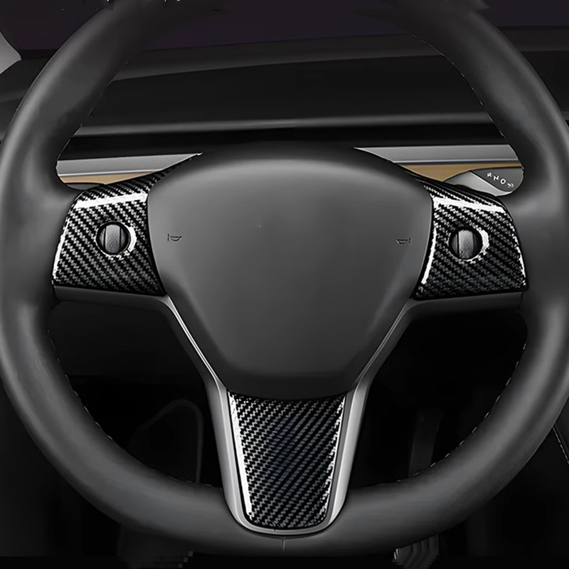 Naljepnica za zaštitu tipki volana za Tesla Model 3/Y, karbonski uzorak, ABS materijal, model MODEL3/Y-SWT