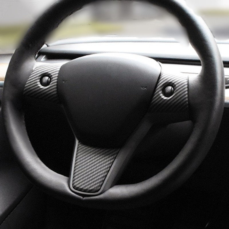 Naljepnica za zaštitu tipki volana za Tesla Model 3/Y, karbonski uzorak, ABS materijal, model MODEL3/Y-SWT