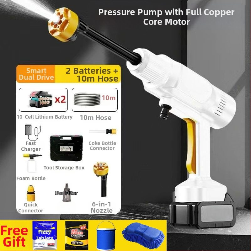 Dobíjateľný prenosný vysokotlakový pištoľ na vodu – set na umývanie áut, zavlažovanie na farme a v záhrade