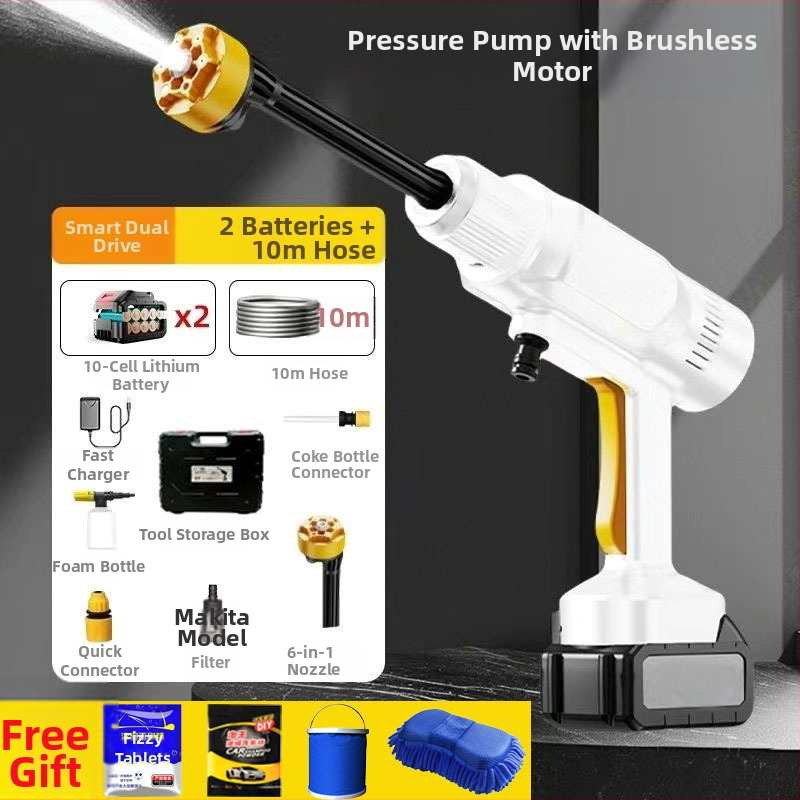 Dobíjateľný prenosný vysokotlakový pištoľ na vodu – set na umývanie áut, zavlažovanie na farme a v záhrade