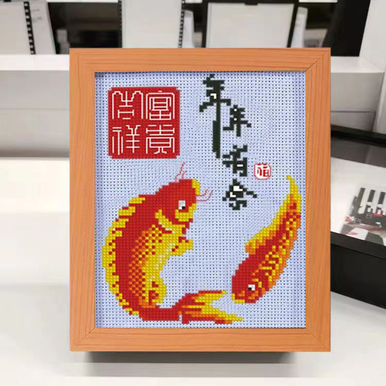 Set za križno šivanje: laneno platno, 11-CT, kineski stil motiva, moderni minimalistički dizajn