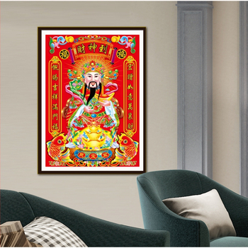 Keresztszemes készlet: Gazdagság Istene – karakterarckép, pamut, textilvarrás, modern minimalista stílus