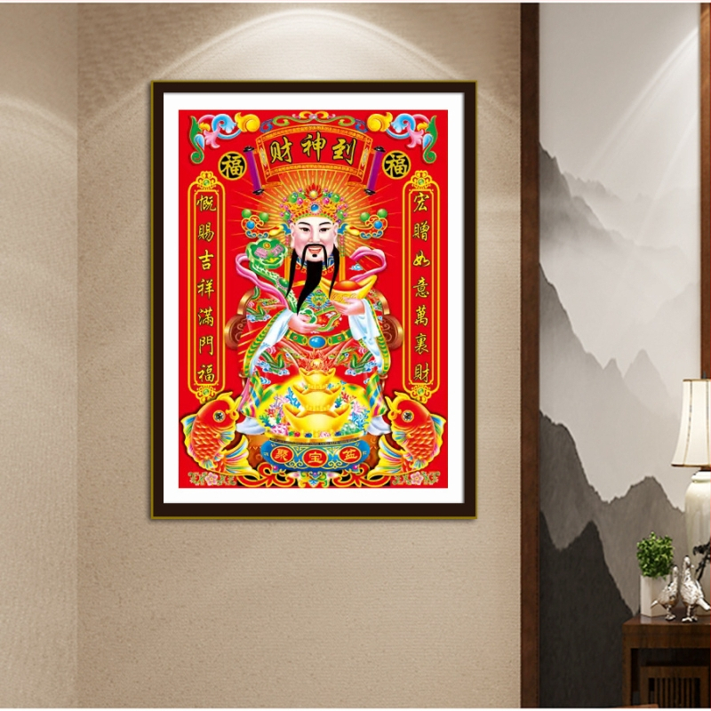 Keresztszemes készlet: Gazdagság Istene – karakterarckép, pamut, textilvarrás, modern minimalista stílus