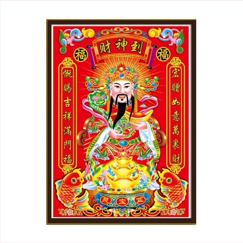 Keresztszemes készlet: Gazdagság Istene – karakterarckép, pamut, textilvarrás, modern minimalista stílus