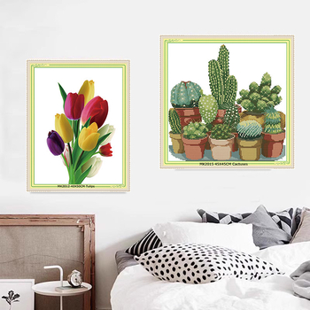 Keresztszemes készlet: virág/fű/levél műanyag vásznon, 11CT, modern minimalista stílus, készlet keresztszemes hímzéshez