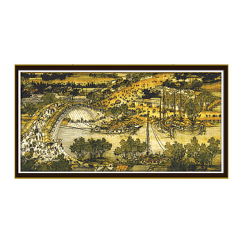 Keresztszemes készlet pamutvászonra, táj, modern stílus