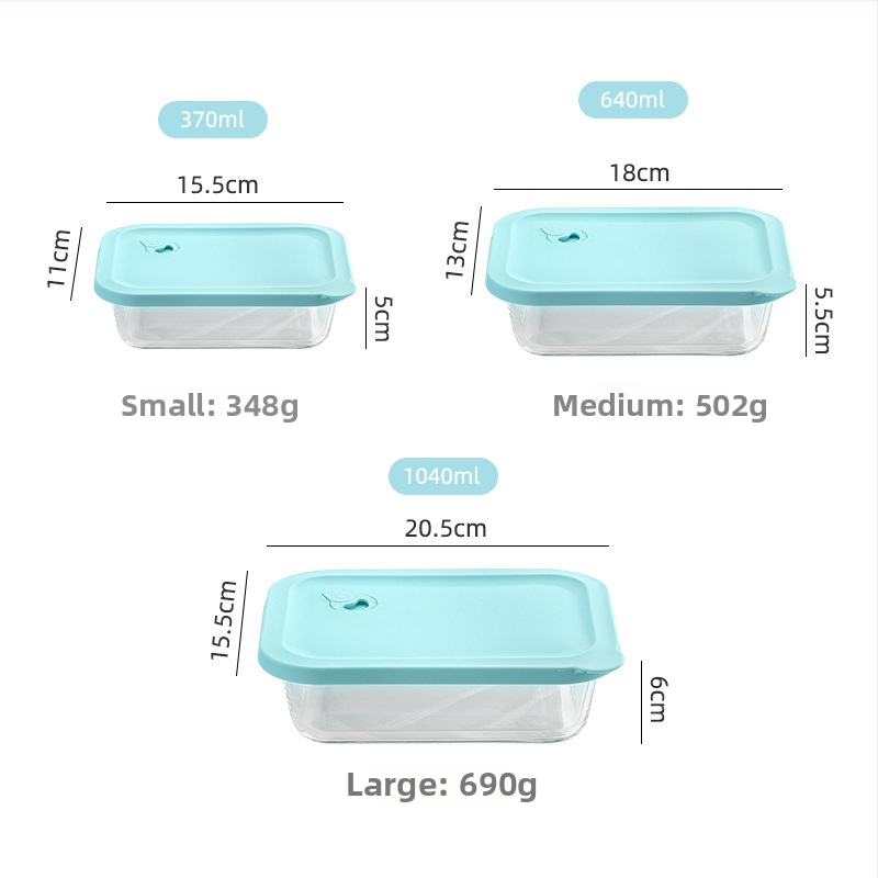 Box na obed z borosilikátového skla, obdĺžnikový tvar, vhodný do mikrovlnky, udržiava teplo, 800-1000 ml