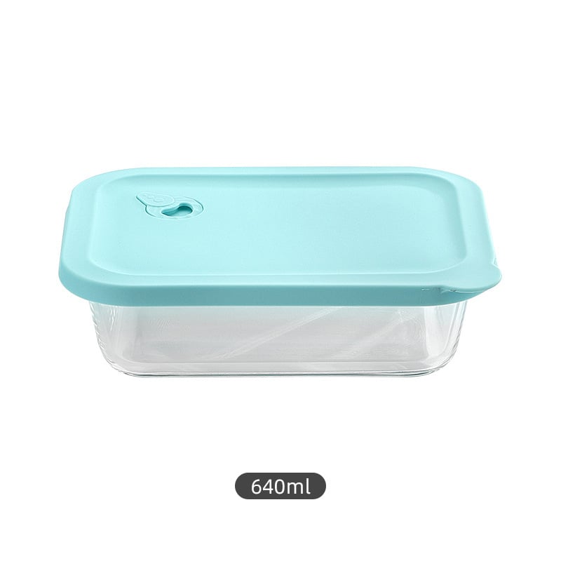 Cutie de prânz din sticlă borosilicată, dreptunghiulară, compatibilă cu cuptorul cu microunde, menține temperatura, 800-1000 ml