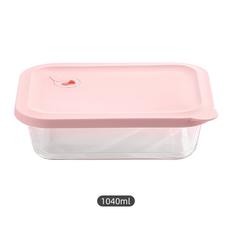 Cutie de prânz din sticlă borosilicată, dreptunghiulară, compatibilă cu cuptorul cu microunde, menține temperatura, 800-1000 ml