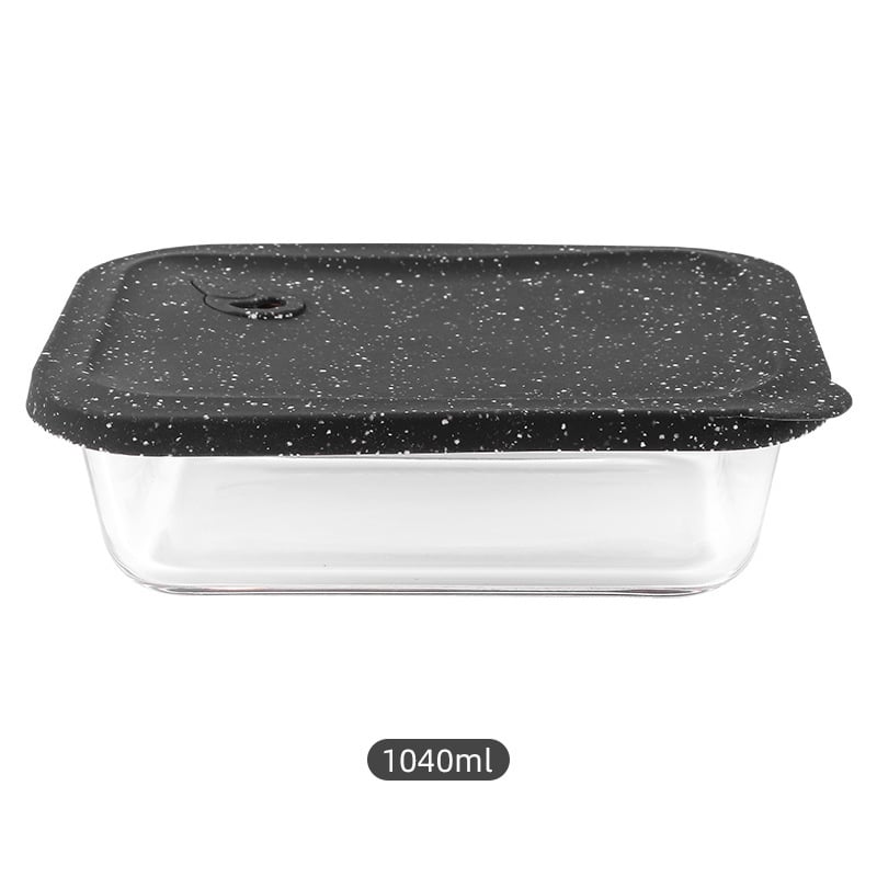 Cutie de prânz din sticlă borosilicată, dreptunghiulară, compatibilă cu cuptorul cu microunde, menține temperatura, 800-1000 ml
