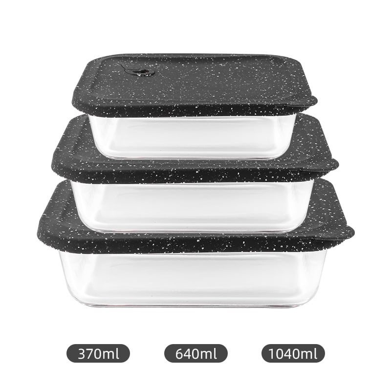 Cutie de prânz din sticlă borosilicată, dreptunghiulară, compatibilă cu cuptorul cu microunde, menține temperatura, 800-1000 ml