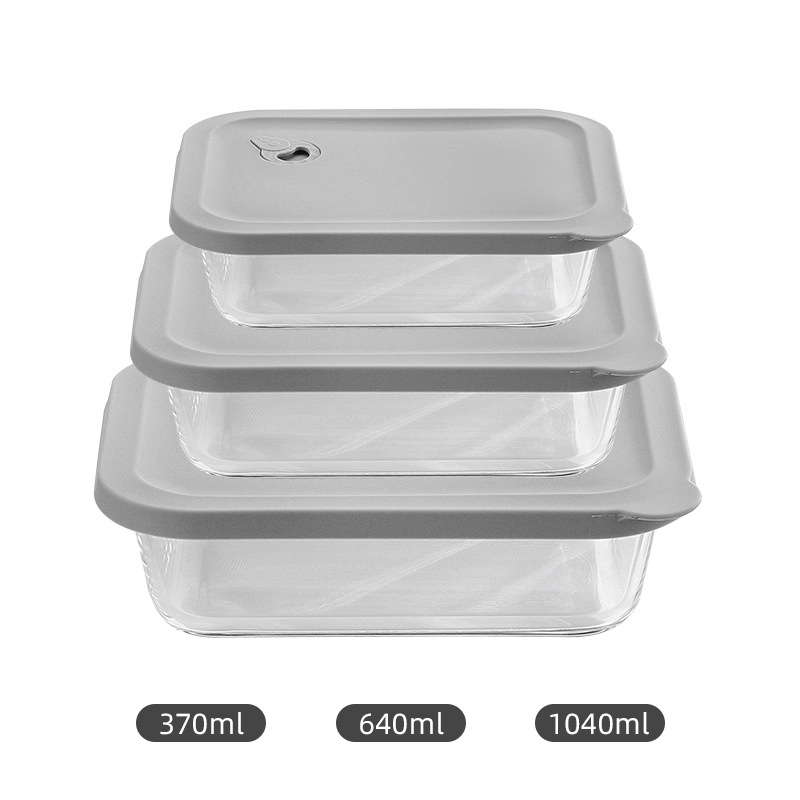 Cutie de prânz din sticlă borosilicată, dreptunghiulară, compatibilă cu cuptorul cu microunde, menține temperatura, 800-1000 ml