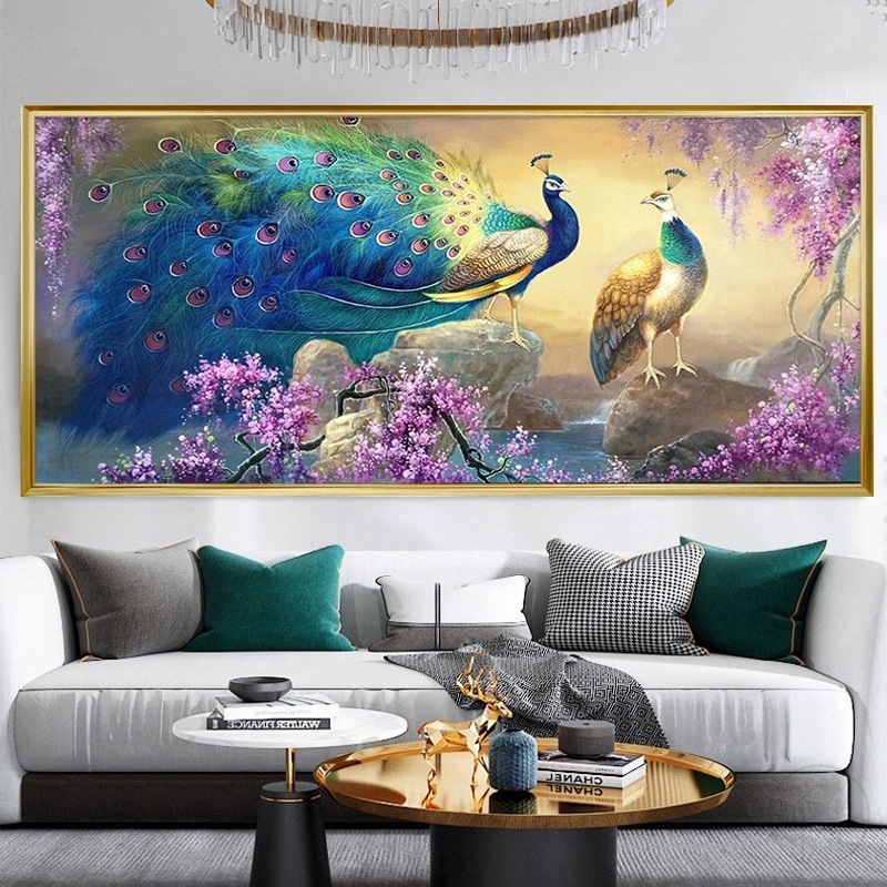 Keresztszemes készlet páva mintával, 9CT pamut vászon, európai stílusú varrás