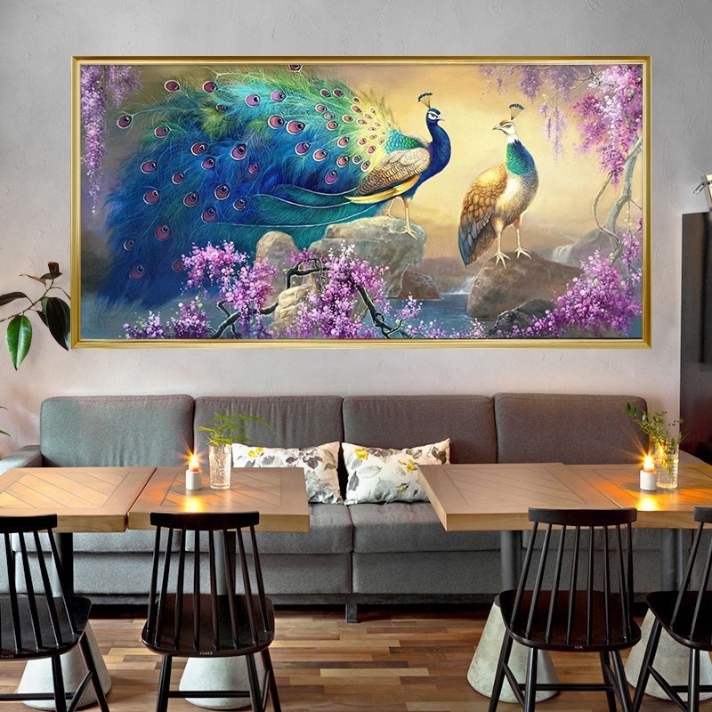 Keresztszemes készlet páva mintával, 9CT pamut vászon, európai stílusú varrás