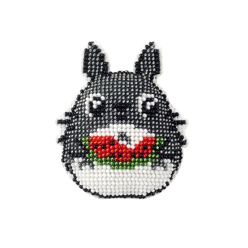 Keresztszemes gyöngyhímzés készlet kulcstartóhoz és táskadíszhez, cartoon mintával, 14CT műanyag anyag, kétoldalas hímzés