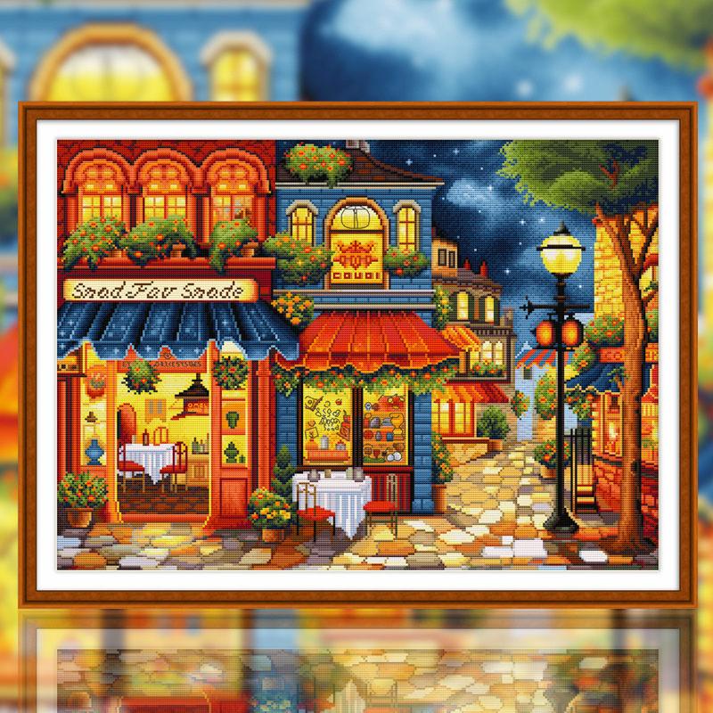 Križno vezenje s motivom krajolika: platno za vezenje 11CT, pamučne niti, brend Spring Cross Stitch