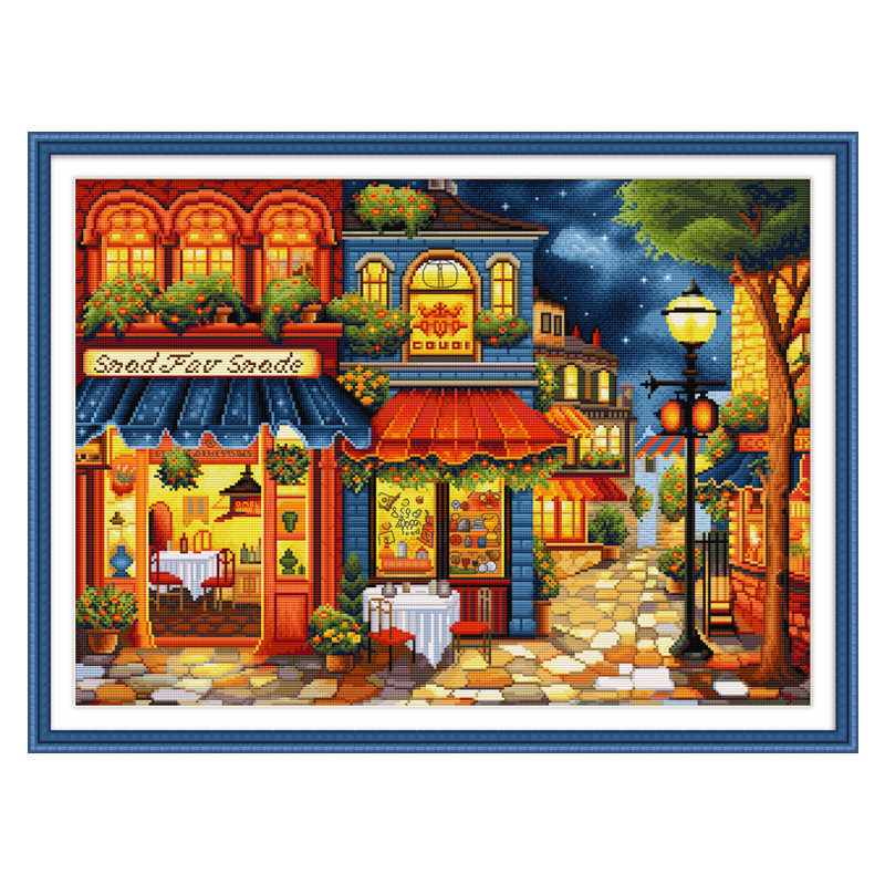 Križno vezenje s motivom krajolika: platno za vezenje 11CT, pamučne niti, brend Spring Cross Stitch