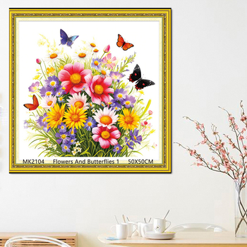 Keresztszemes készlet: Növények és virágok minta PVC 11ct vásznon