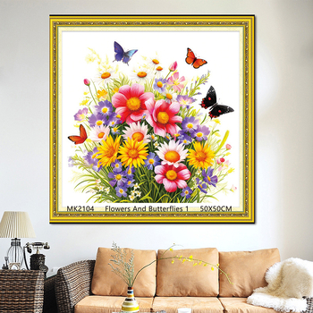 Keresztszemes készlet: Növények és virágok minta PVC 11ct vásznon