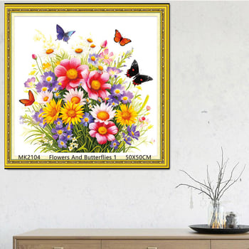 Keresztszemes készlet: Növények és virágok minta PVC 11ct vásznon