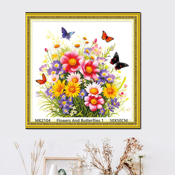 Keresztszemes készlet: Növények és virágok minta PVC 11ct vásznon