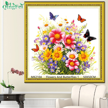 Keresztszemes készlet: Növények és virágok minta PVC 11ct vásznon