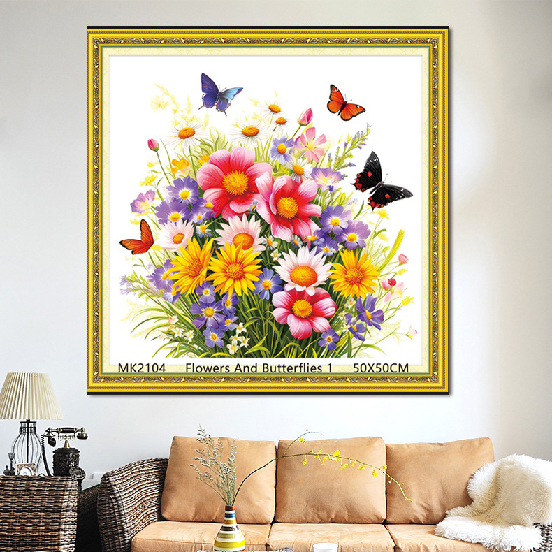 Keresztszemes készlet: Növények és virágok minta PVC 11ct vásznon