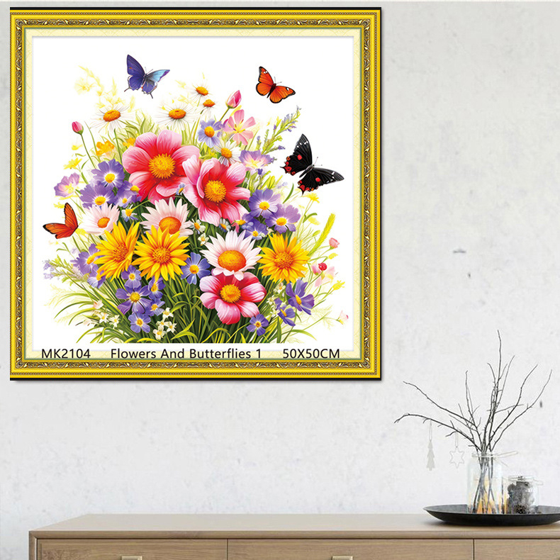 Keresztszemes készlet: Növények és virágok minta PVC 11ct vásznon