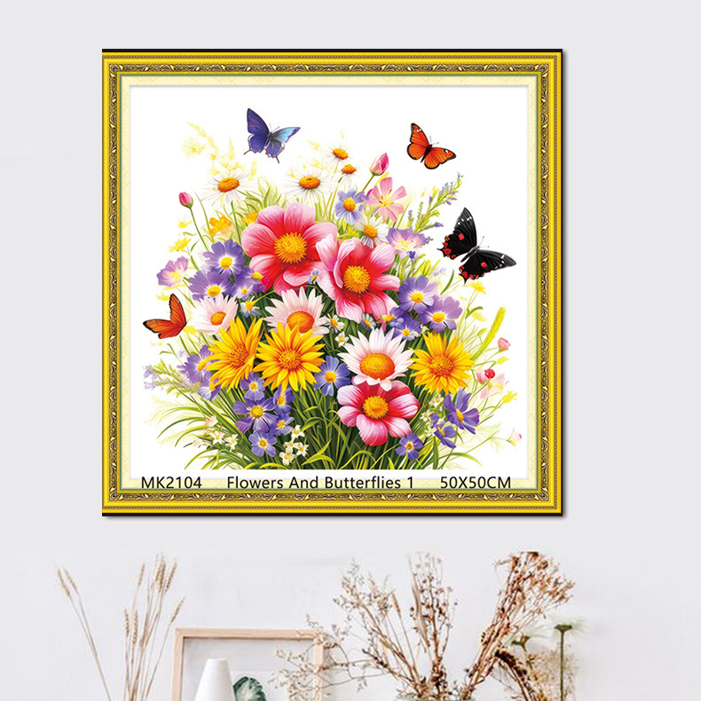 Keresztszemes készlet: Növények és virágok minta PVC 11ct vásznon