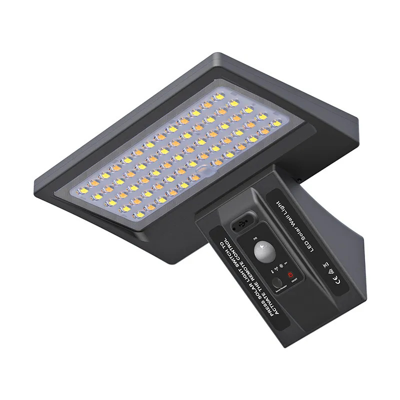 Solarna vanjska zidna svjetiljka za vrt s senzorom pokreta, IP65, 10W, 3.2V, radno vrijeme 12–16h