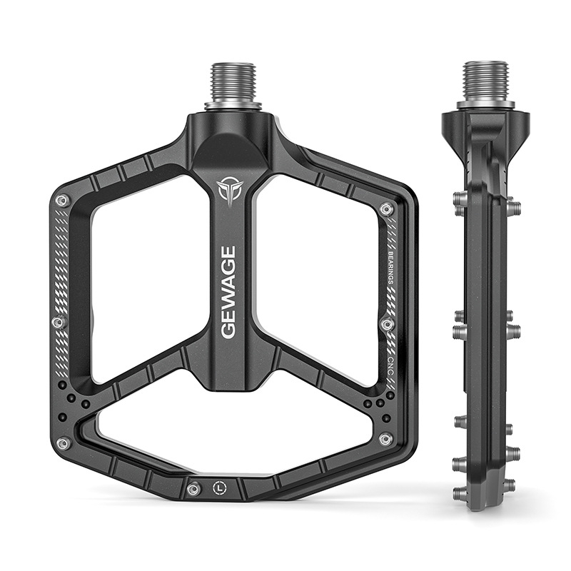 GEWAGE Pedale za bicikl od aluminijske legure, GE-132, ravna platforma s protukliznim klinovima, za brdske i cestovne bicikle