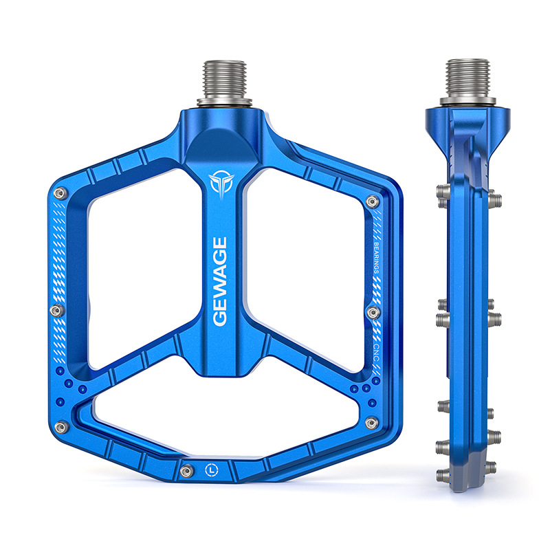 GEWAGE Pedale za bicikl od aluminijske legure, GE-132, ravna platforma s protukliznim klinovima, za brdske i cestovne bicikle