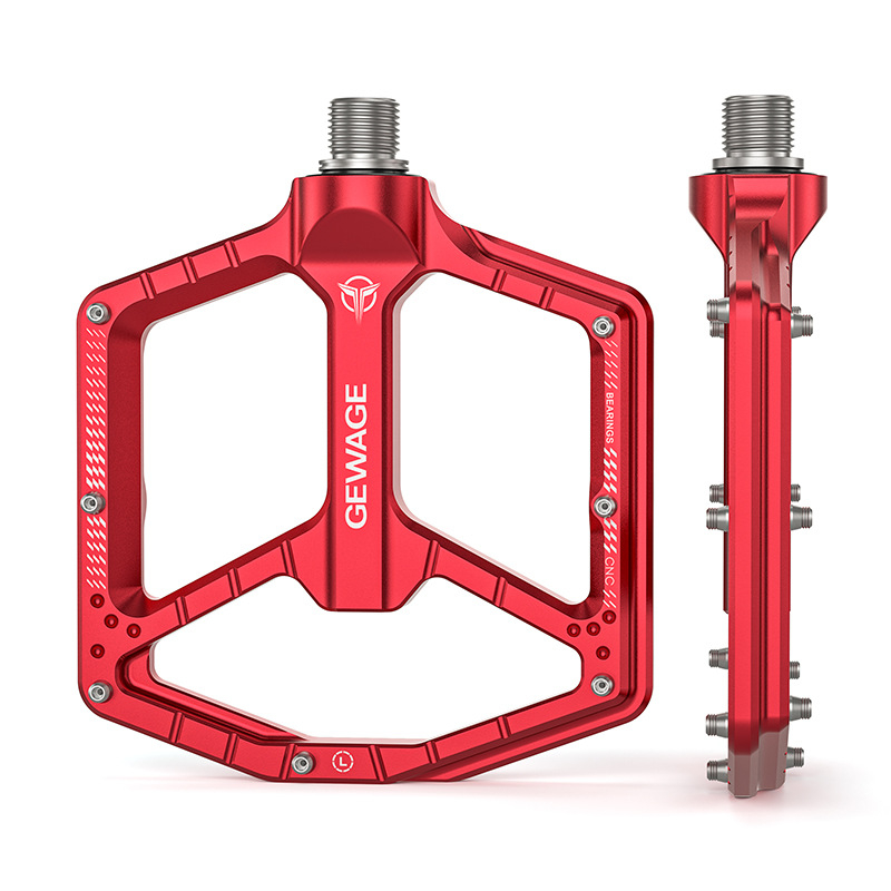 GEWAGE Pedale za bicikl od aluminijske legure, GE-132, ravna platforma s protukliznim klinovima, za brdske i cestovne bicikle