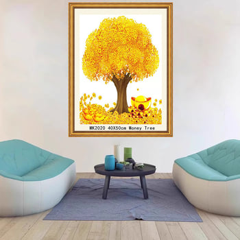 Keresztszemes készlet: Pénzfa motívum, 11CT műanyag vászon, Új kínai stílus