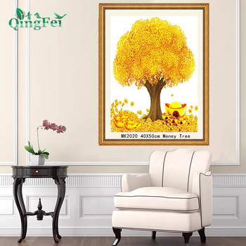 Keresztszemes készlet: Pénzfa motívum, 11CT műanyag vászon, Új kínai stílus