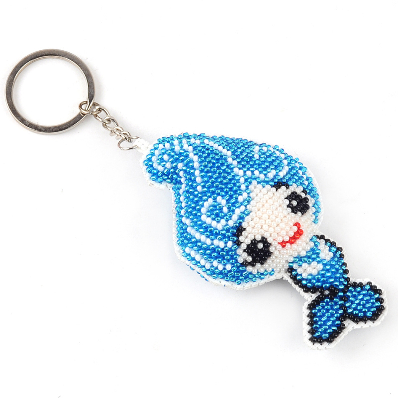 Set za križno šivanje s perlicama za privjesak za ruksak, crtani/animirani motiv, 14CT, bijela, plastični materijal