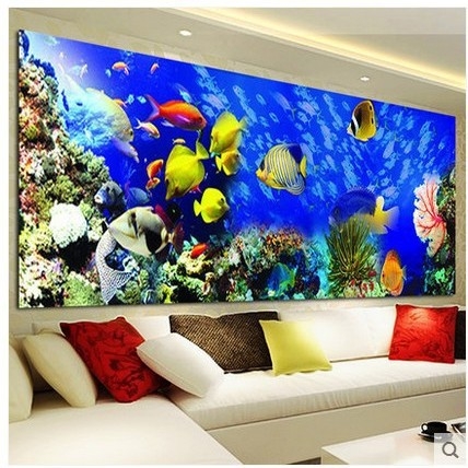 Kit de Pictură cu Diamante 5D - Lume Subacvatică, Peisaj Ocean pe Pânză pentru sufragerie