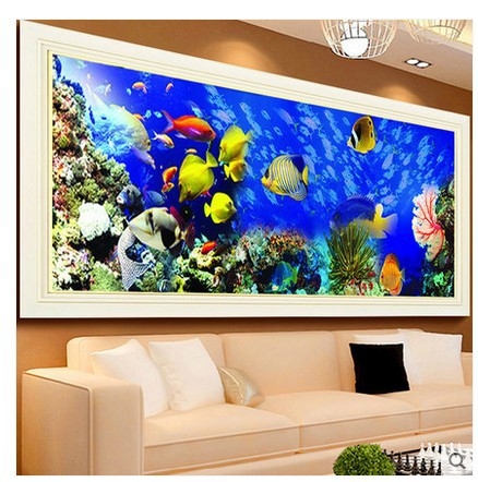 Kit de Pictură cu Diamante 5D - Lume Subacvatică, Peisaj Ocean pe Pânză pentru sufragerie