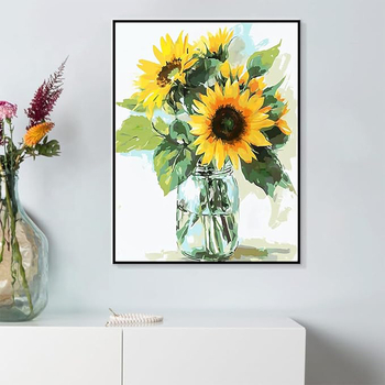 DIY set za slikanje dijamantima: suncokret, puni okrugli dijamanti