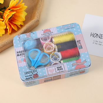 Cutie de cusut dreptunghiulară din metal transparentă - set de 120 de piese, stil simplu, Ruituo, personalizabil