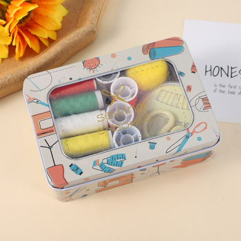 Cutie de cusut dreptunghiulară din metal transparentă - set de 120 de piese, stil simplu, Ruituo, personalizabil