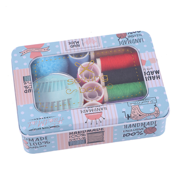 Cutie de cusut dreptunghiulară din metal transparentă - set de 120 de piese, stil simplu, Ruituo, personalizabil